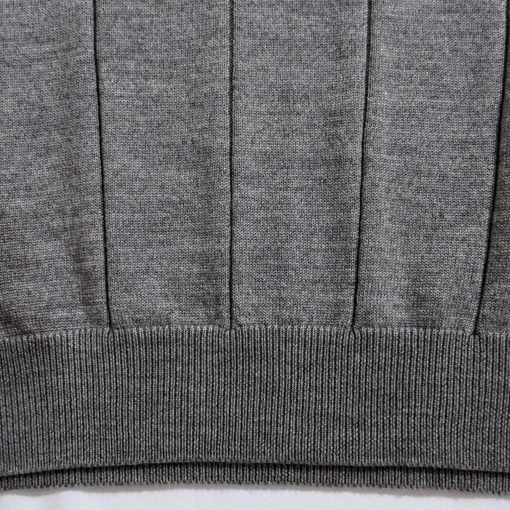 Brooks Brothers Sweater Men's XL Silk Blend Wool Ribbed V-Neck Country Club Grey